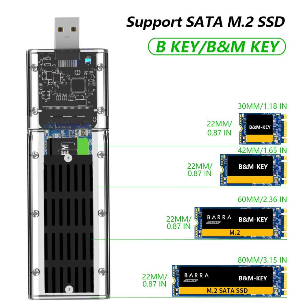 USB 3 0 SATA NGFF M 2 SSD B Key スケルトンケース 2280 2260 2242 2230 Disk House